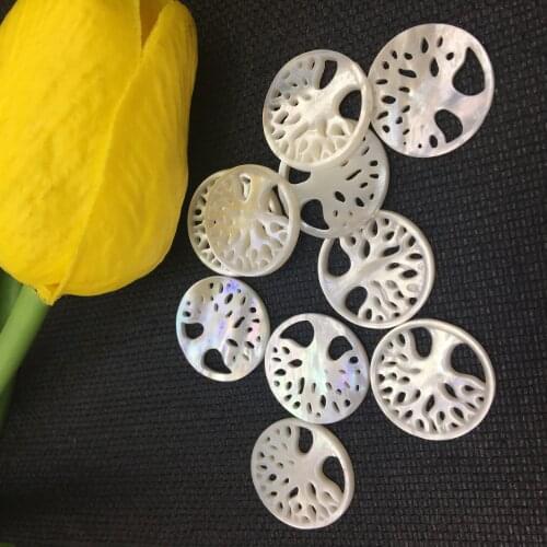 20PCS Wholesale tree of life size 17mm mother pearl pendant life tree shell jewelry