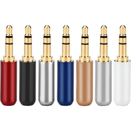 3.5mm Male Plug 3 Poles Gold-Plated Headphone Minijack For Soldering Hifi Earphone Repair Cable Audio Connector Adapter AUX 3.5