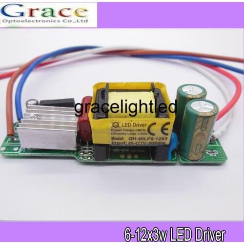 5pcs Driver Input 85-265V Output DC20-42V 600MA for 6-12X 3W High Power LED F 6-12pcs 3w led