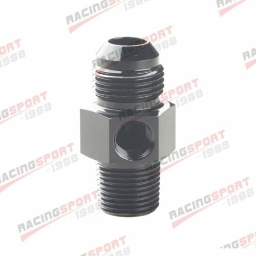 -8 AN 8AN AN8 male To 3/8" NPT With 1/8" NPT Gauge Port Aluminum Black