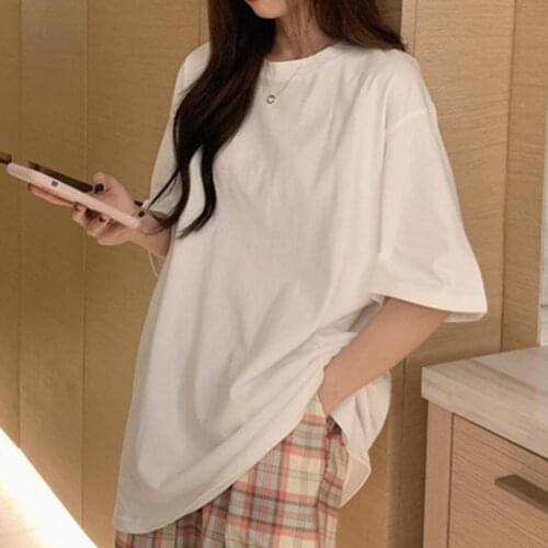 9 colors y2k Women T-shirt O-neck Simple Short Sleeves Loose Tee Shirt Streetwear футболк