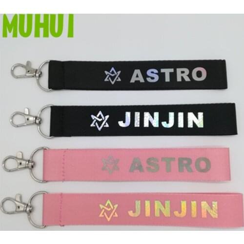 Kpop ASTRO Album JINJIN MJ Nylon KeyChain Discoloration Laser Name Key Chain Car Jewelry Chaveiro Llaveros 18715
