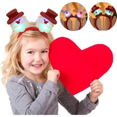 Behogar Christmas Headbands LED Light Santa Claus Snowman Reindeer Hair Hoop for Children Adults Xmas Party Costume Accessories