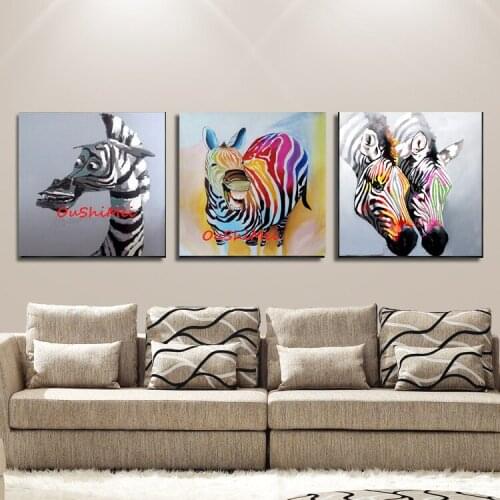 Free Shipping Hand-painted Funny Animal Zebra Oil Painting On Canvas Various Zebra Canvas Decorative For Wall Decoration