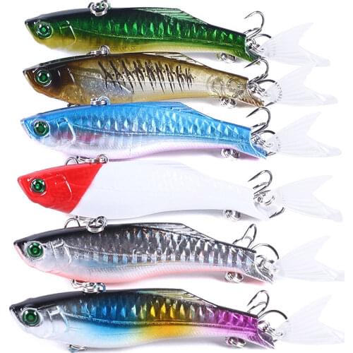 6Pcs/Full Swimming Layer Winter Fishing Bionic VIB Hard Bait 22g-8cm Artificial Crank Bait Wobbler Rotate Lure Fishing Tackle