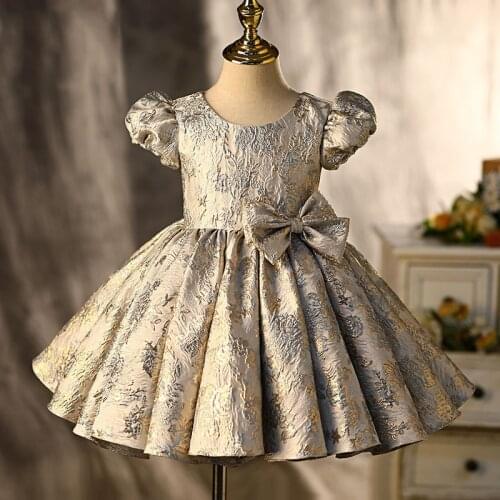 Girls Floral Bow Dresses Baby Royal Lolita Princess Ball Gown Infant Lace Birthday Christening Dress Girl Boutique Clothes