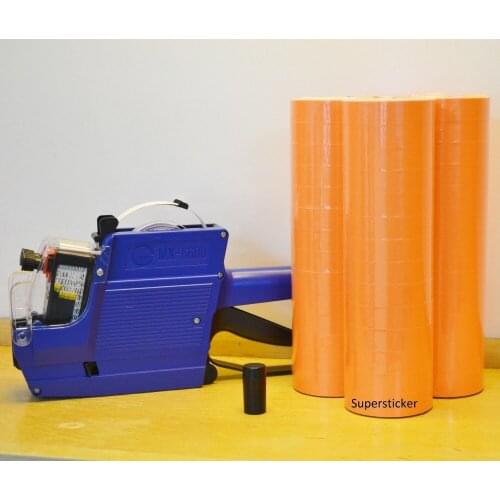 [ Fly Eagle ] MX-6600 10 Digits 2 Lines Price Tag Gun labeler +1 Ink + 30 Rolls Orange 500 Tag