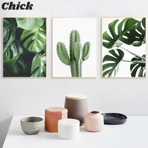 Cactus Monstera Leaf Quote Tropical Plant Wall Art Canvas Painting Nordic Posters And Prints Wall Pictures For Living Room Decor