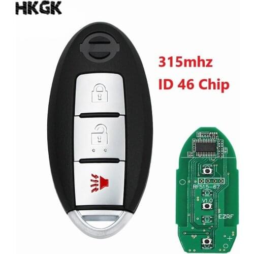 3 Button Remote Car Key Keyless Entry Smart 315mhz ID 46 Chip For Nissan Cube Juke Quest Leaf Versa 2011-2017 CWTWB1U808