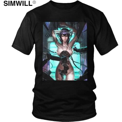 Handsome Ghost In The Shell T-Shirt Mens Casual Eco Cotton T Shirt Short Sleeve Motoko Kusanagi Major Japan Gits Anime Manga Tee
