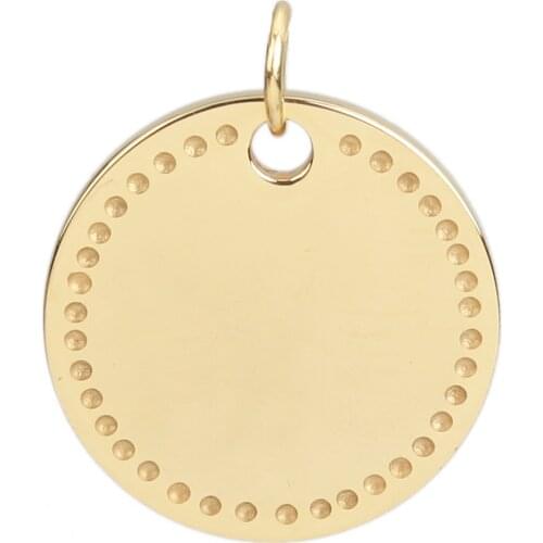 Stainless Steel Round Charms Gold Color For DIY Necklace Bracelet Earring Jewelry Making 24mm x 20mm, 1 Piece