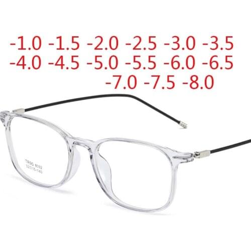 Square Finished Myopia Glasses Round Women Men Metal Thin Legs Short Sight Spectacles Prescription -0.5 -1.0 -1.5 -2.0 To -9.0