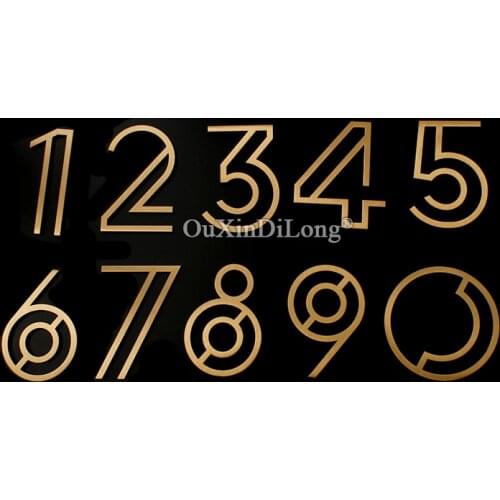 1PCS Brass Golden Hollow House Numbers Wall Decor Villa Hotel Door Plates DIY Figures Home Office Address Number Labels GF499