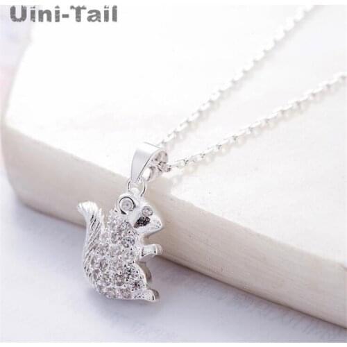Uini-Tail hot new 925 sterling silver popular simple micro-set small squirrel necklace explosion fashion trend high quality