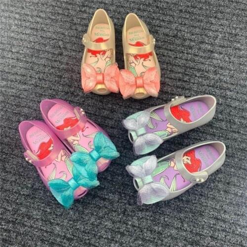 2020 New Mini Melissa Ultragirl + Mermaid Girl Jelly Shoes Bow Sandals Soft Melissa Sandals For Kids Non-slip Summer Girl Shoes