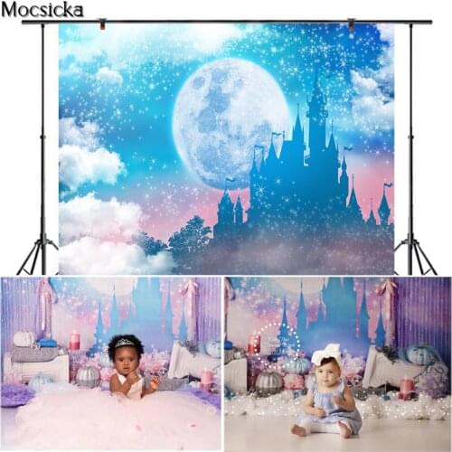 Mocsicka Full Moon Castle Photography Background Bokeh Newborn Child Portrait Birthday Party Backdrops Decoration Props Studio