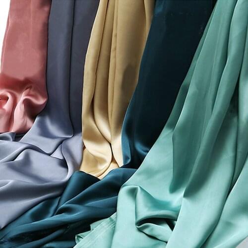 Soft Silky Satin Fabric For Dress,Nightgown,Skirt,Pants,Garment Fabric by The Meter,Pink,Green,Navy,Teal,Black,White