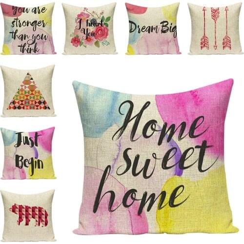 Letter and Flower Printed Pillow Cover Cushions Cover Pillow Chair Pillowcase Car Seat Accessories Cushions Art Home Decor L326