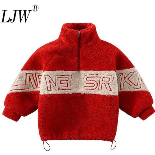 2021 winter new girls' wool sweater middle large childrens stand collar Plush thickened stand collar lamb wool coat girls' Pull