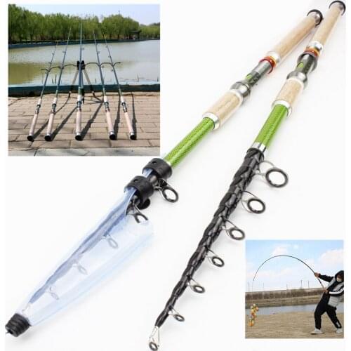 New 2.1m -3.6m Telescopic Lure Rod, Long-range Bait Rod Carbon Wood Handle Rotating Rod Overweight Carp Fishing Rod Sea Fishing