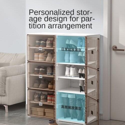 Installation-free Shoe Cabinet, Plastic Storage, Dust-proof, Space-saving, Large-capacity Shoe Rack and Shoe Box Shelf