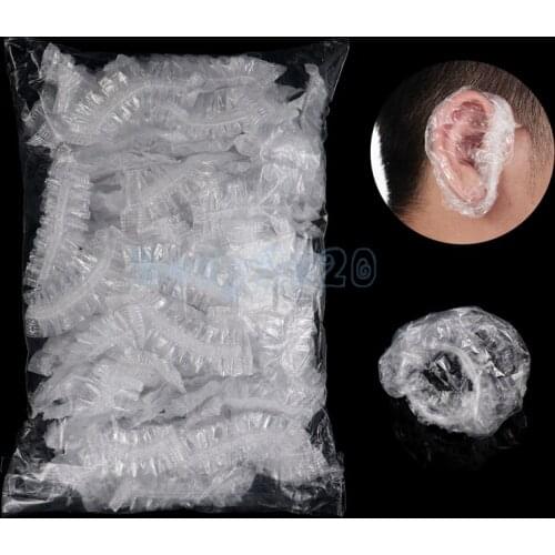 300pcs Disposable Plastic Waterproof Ear Protector Cover Caps Salon Hairdressing Dye Shield Protection Shower Cap Tool