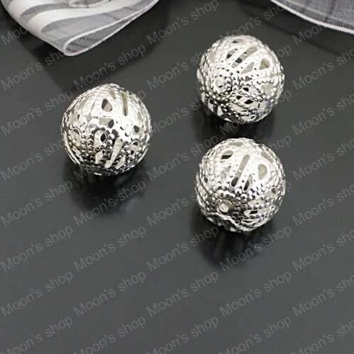 Wholesale 18mm Silver color Hollow ball Iron beads Findings Accessories 20 pieces(JM3744)