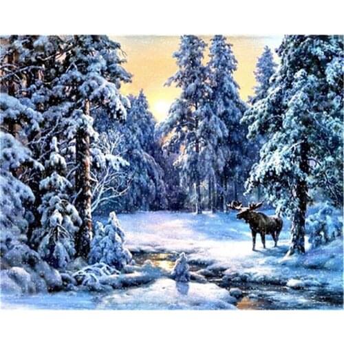Landscape Winter DIY Cross Stitch Embroidery 11CT Kits Craft Needlework Set Cotton Thread Printed Canvas Home Room
