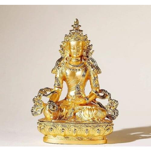 14cm Gold Pating Alloy Metal Ksitigarbha Tibetan Buddhist Buddha Statue Figurines Home Putting Decoration