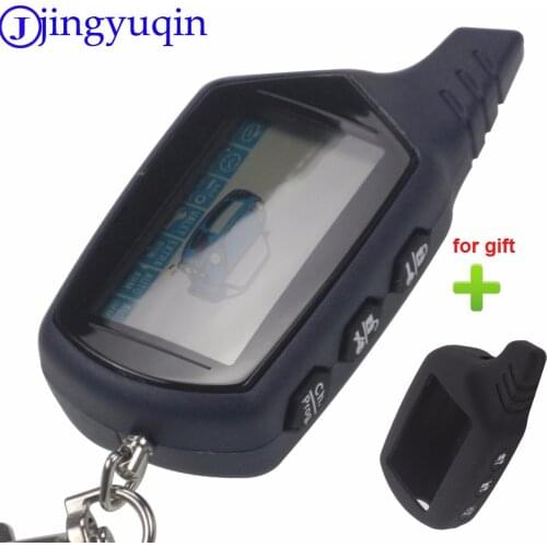 Jingyuqin + Silicone Gift Starline B9 LCD Remote Controller For Two Way Car Alarm Starline B9 Twage Keychain Russian Version