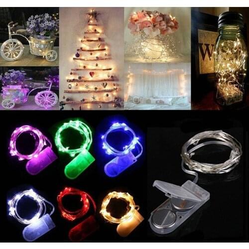 2M 20Led Button Cell HotBattery Powered Decoration LED Copper Wire Fairy String Lights Lamps for Christmas Holiday Wedding Party