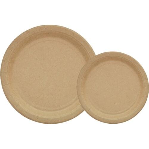 7inch/9inch Disposable Solid Kraft Paper Dessert Plates Party Birthday Supplies Tableware Dinner Eco-friendly