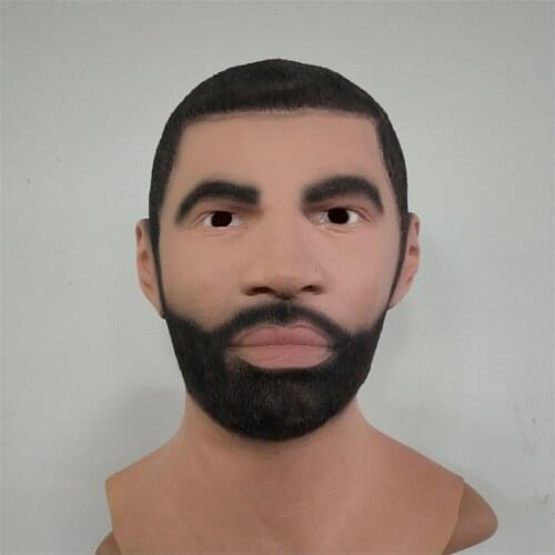 Bodyguard Mask Strong Men With Beard Cosplay Latex Realistic Masks Anime Role Play Masquerade Halloween Movie Theme Props Party