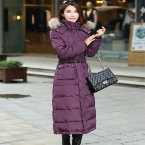 Warm Thick White Duck Down Jacket Women New Long Coat female Real Fur Collar Clothes Tops Abrigo Mujer 202664444LW88255