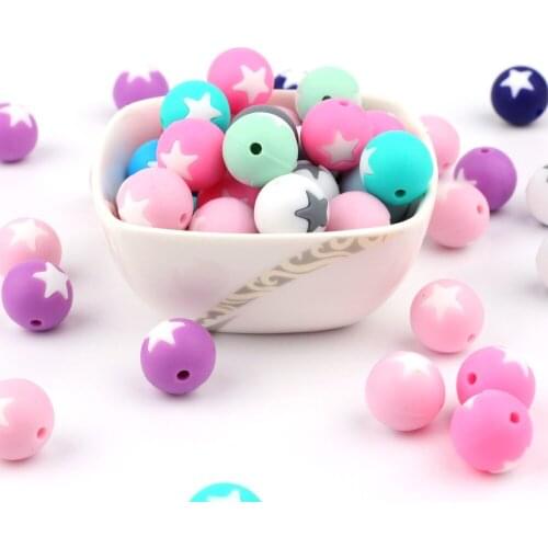 TYRY.HU 10pcs 15mm Silicone Teething Beads Toddlers Teether Toys Pacifier Clips Beads Soft Texture Silicone Freeship