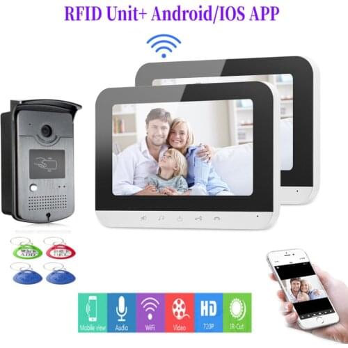 Wifi Wired IP Video Doorbell 7" Monitor Wireless WiFi Door Phone 2-Way Monitoring/Night Vision/APP Home Security Intercom System
