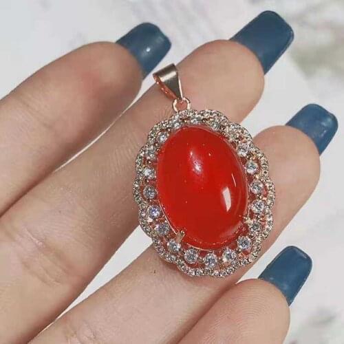 Natural jade pendant necklace 925 silver inlaid female