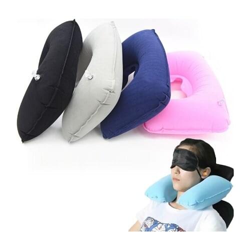 1 Pc Inflatable Pillow Air Cushion Neck Rest U-Shaped Compact Plane Flight Travel Pillows Home Textile Drop Shipping 26.5cmx44cm