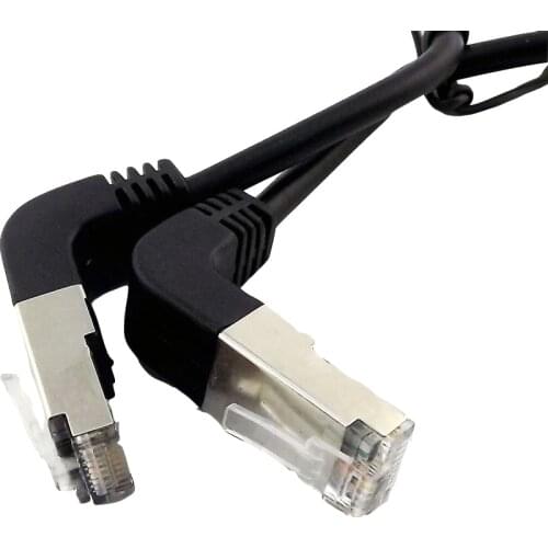 10x Ethernet LAN Network RJ45 Male to Male Plug 90 Degree UP Angled Male to Male Extension Connector Cable 50cm
