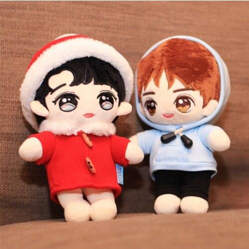 22cm Plush Kpop Idol Dolls Stuffed Soft Pop Star Clothes Changeable Plush Toy