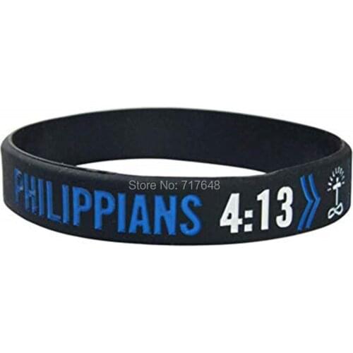 30pcs Bible Verse Christian Philippians wristband silicone bracelets free shipping by ePacket A