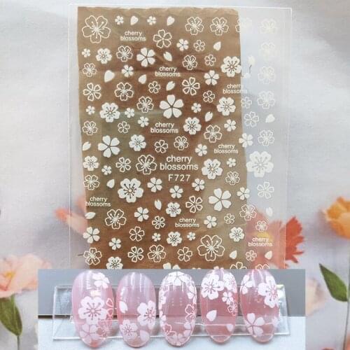 3D Nail Sticker Interesting Design Nail Foil Glue Sticker Stroke Flower Cherry Blossoms Sticker for Manicure Nail Art Decoration