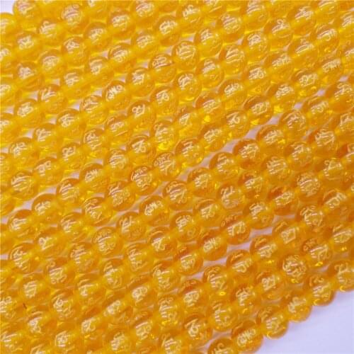 5 Strands 8mm Golden Glass Bronzing Six Words Of Ball Loose Beads DIY Fashion Jeawelry Making 15.5Inch