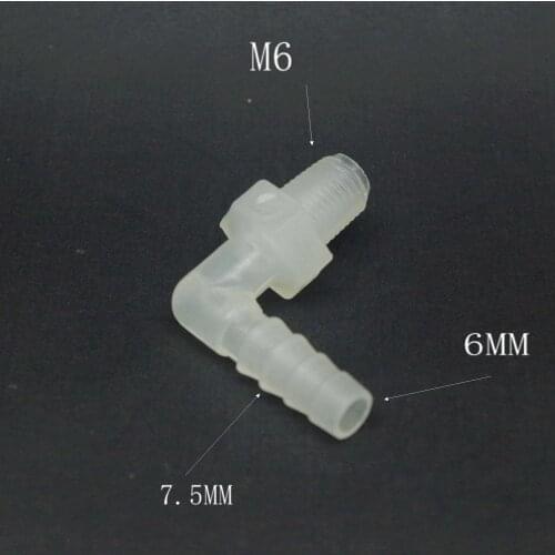 6*M6 Elbow screw thread type Aquarium Connector Tube Joiner Material PE Plastic Fitting Tank Airline acid and alkali resistant