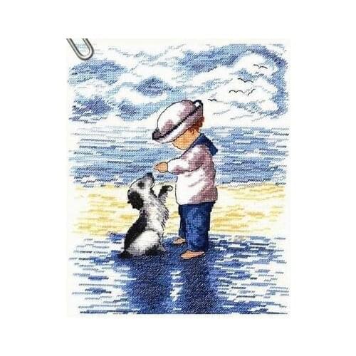 6-WY Top Quality Lovely Counted Cross Stitch Kit counted embroidery cross stitch Boy and dog