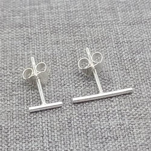 8prs of 925 Sterling Silver Stud Earring Bars w/ Stopper Nuts T Bar Earring