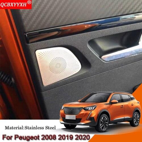 Car Styling Car Rear Door Horn Door Speaker Sound Cover Sequins Interior Sticker Auto Accessories Fit For Peugeot 2008 2019 2020