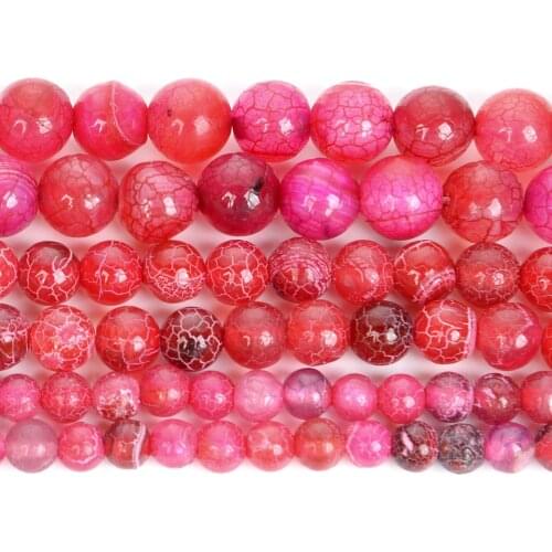 Natural Stone Beads Red Crack Dragon Veins Agates Round Beads For Jewelry Making DIY Bracelets Accessories Beads 6/8/10MM