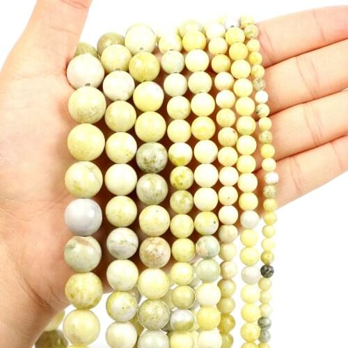 Natural Stone Beads Southern Jade Charm Round Loose Beads for Jewelry Making Needlework DIY Bracelet Strand 4-12 MM