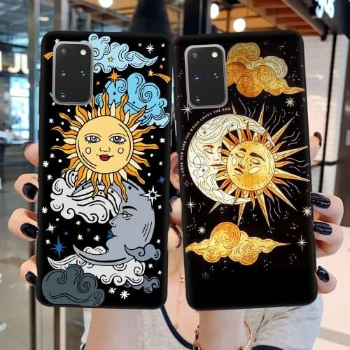 Phone Case For Samsung Galaxy S20 FE S10 S8 S9 S21 Plus Note 20 Ultra S10E Cover Funny Sun Moon Face Shockproof Soft Cases Coque